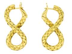 Bottega Veneta 1990's 18 Karat Yellow Gold Woven Twist Vintage Earrings