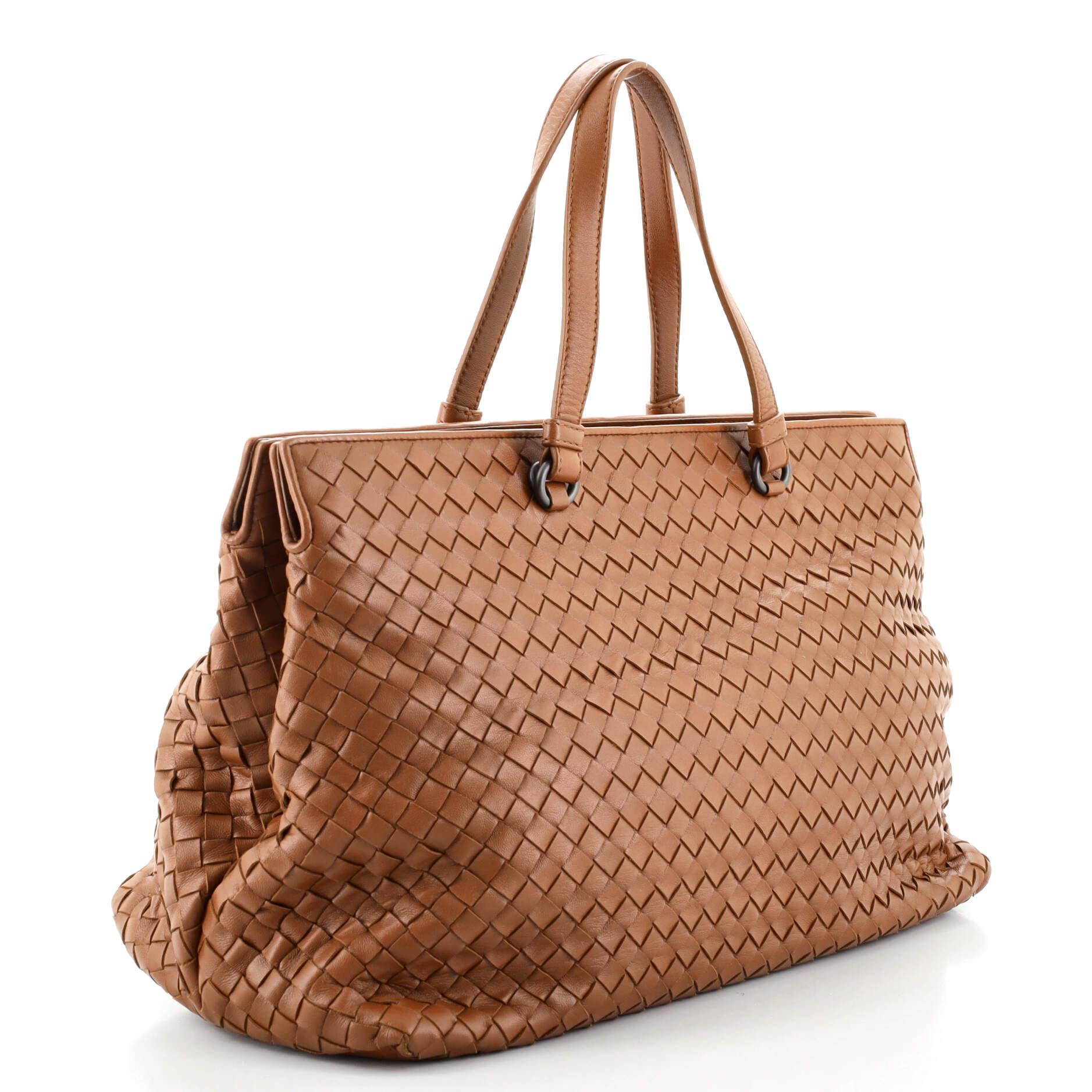 Brown Bottega Veneta 2-Pocket Convertible Tote Intrecciato Nappa Large