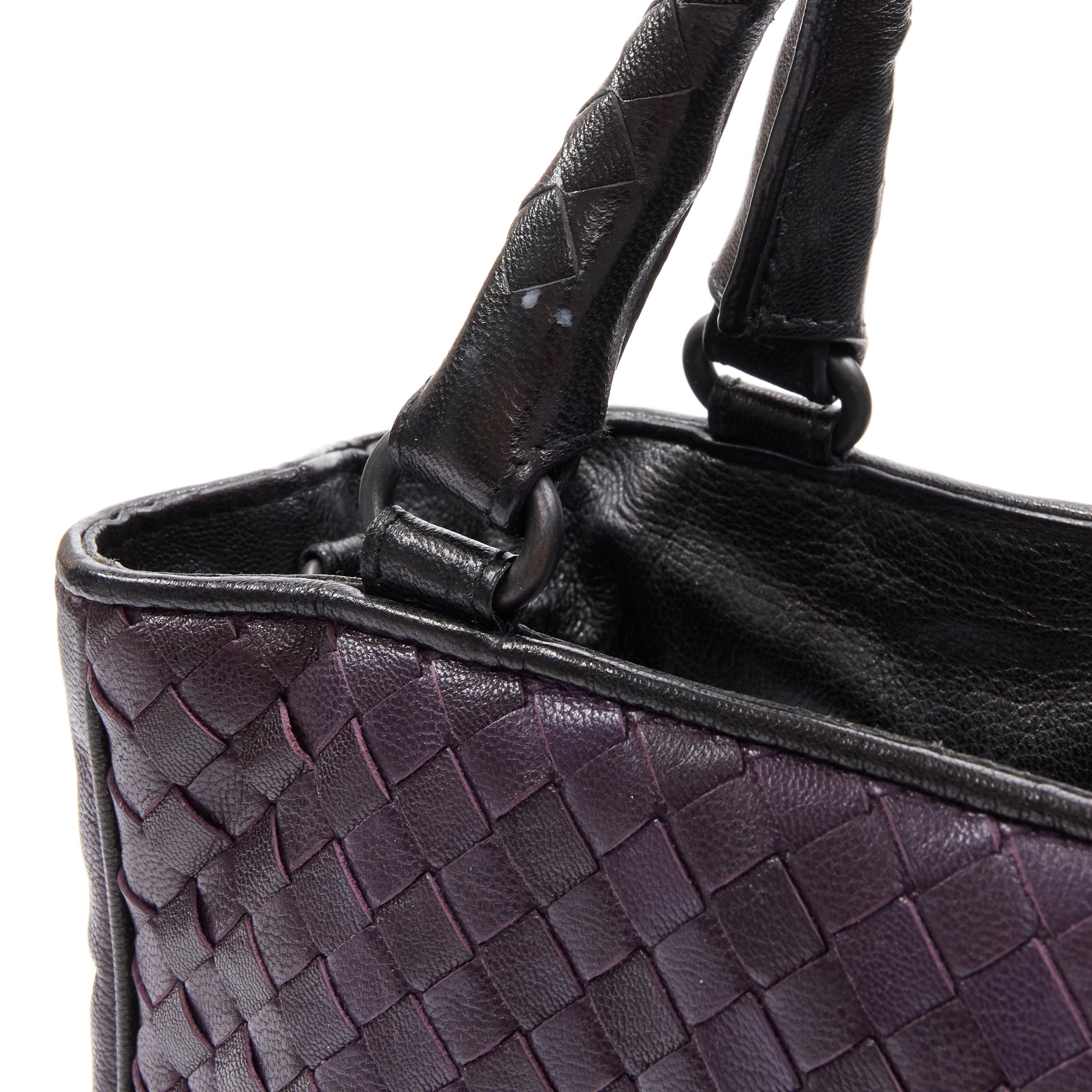 BOTTEGA VENETA 2008 dark purple intrecciato woven small crossbody tote bag 1