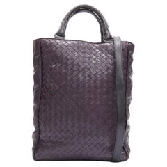BOTTEGA VENETA 2008 dark purple intrecciato woven small crossbody tote bag