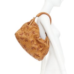 Bolso Bottega Veneta 2009 Runway Duette Hobo, color marrón claro, con plumas, tejido Intrecciato