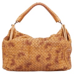 Bolso Bottega Veneta 2009 Runway Duette Hobo, color marrón claro, con plumas, tejido Intrecciato