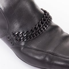 BOTTEGA VENETA 2011 – Flache Loafer mit quadratischer Spitze, aus Leder, zweifarbig, mit Kettenelementen