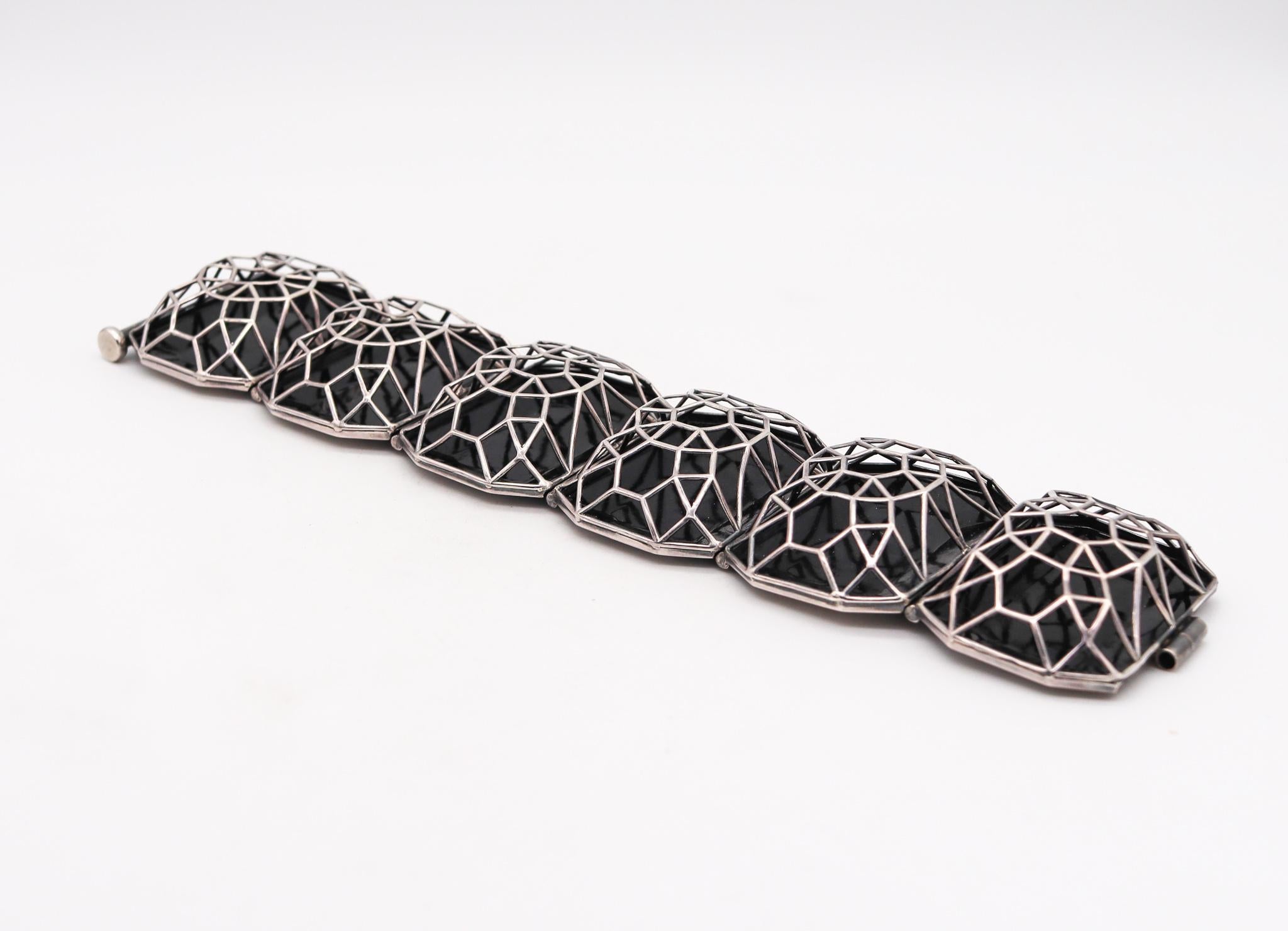Contemporary Bottega Veneta 2012 By Tomas Maier 3-D Bracelet In Sterling Silver And Enamel For Sale