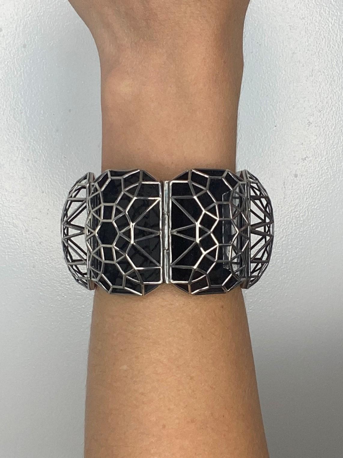 Bottega Veneta 2012 By Tomas Maier 3-D Bracelet In Sterling Silver And Enamel In Excellent Condition For Sale In Miami, FL