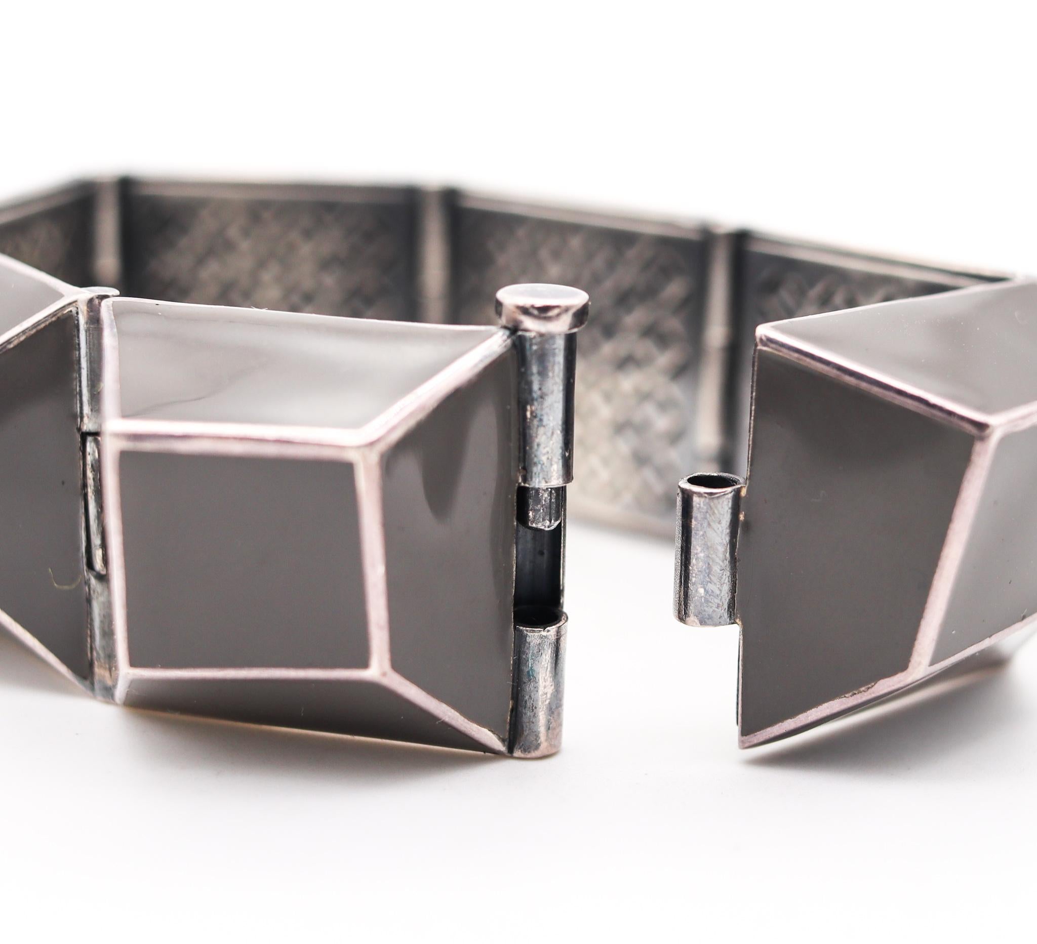 Women's Bottega Veneta 2012 By Tomas Maier Geometric Bracelet Sterling Silver And Enamel