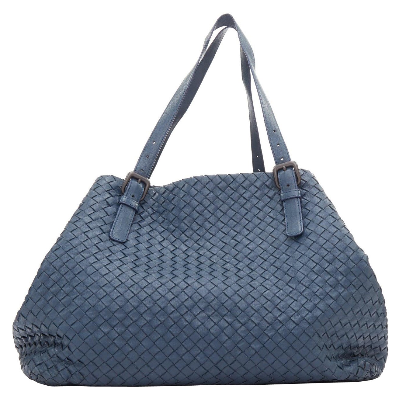 BOTTEGA VENETA 2012 Cesta marine blue intrecciato woven leather bag