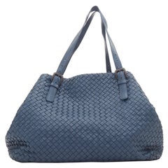 BOTTEGA VENETA 2012 Cesta marine blue intrecciato woven leather bag