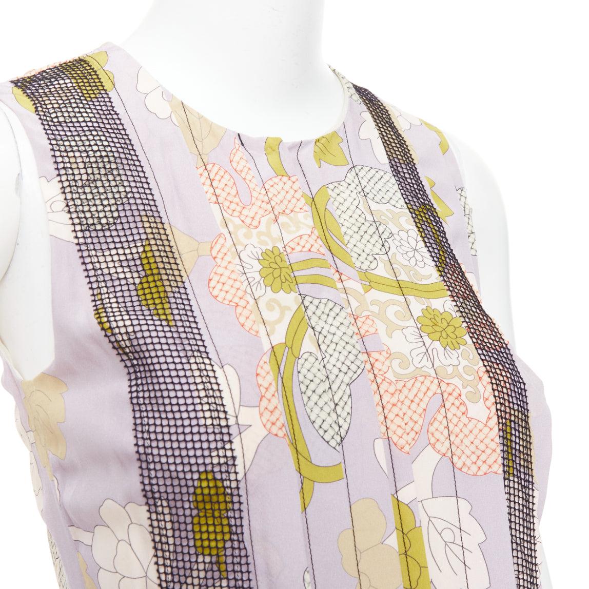 BOTTEGA VENETA 2015 Runway silk purple floral print black mesh pleat dress IT38 XS
Reference: LNKO/A02504
Brand: Bottega Veneta
Designer: Tomas Maier
Collection: Resort 2015 - Runway
Material: Silk
Color: Purple, Multicolour
Pattern: Floral
Closure:
