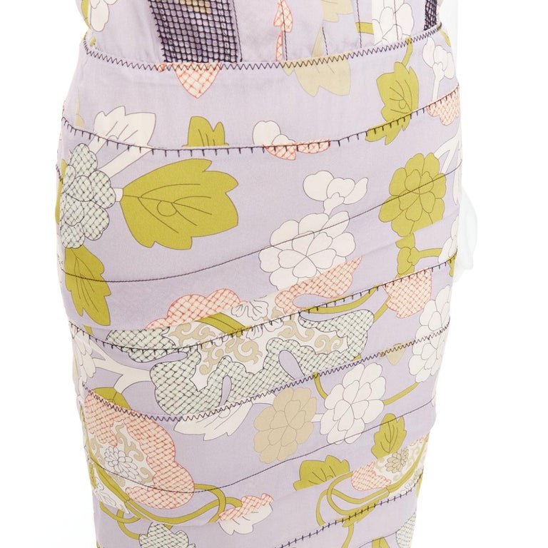 BOTTEGA VENETA 2015 Runway silk purple floral print mesh pleat