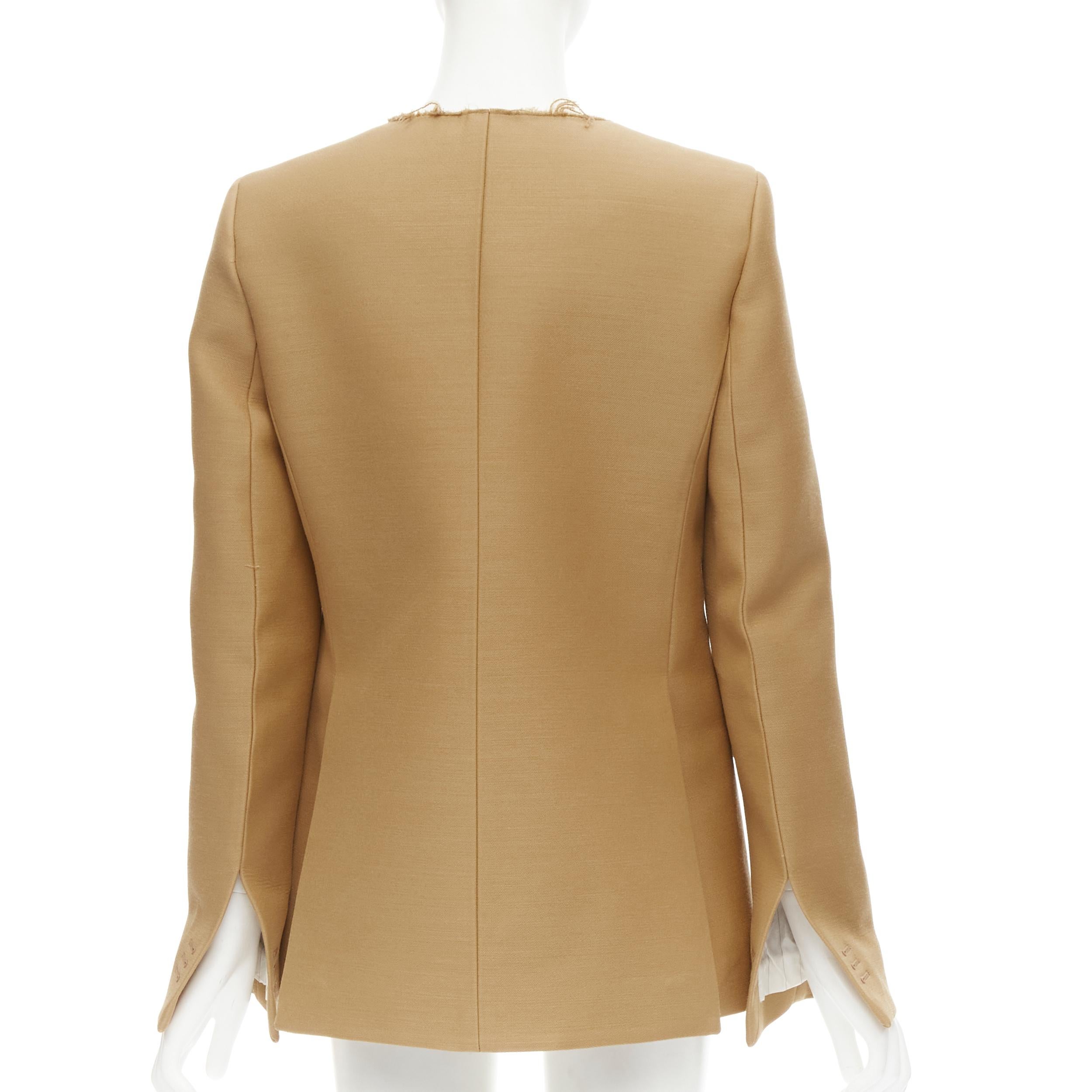 Brown BOTTEGA VENETA 2019 brown acrylic wool raw cutout collar stuff jacket IT42 M