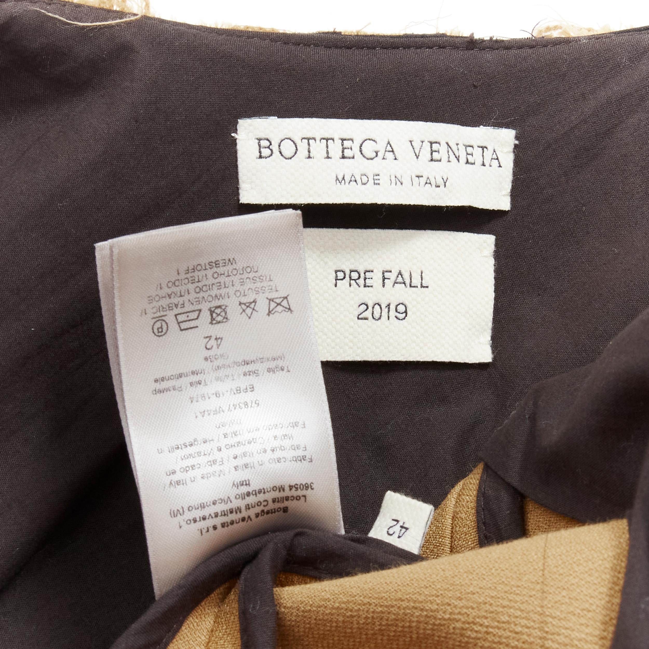 BOTTEGA VENETA 2019 brown acrylic wool raw cutout collar stuff jacket IT42 M 2