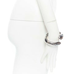 BOTTEGA VENETA 2019 Bypass sterling silver intrecciato woven metal bracelet cuff