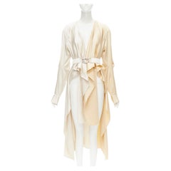 BOTTEGA VENETA 2019 Daniel Lee 100% silk cream leather belted draped robe IT40 S