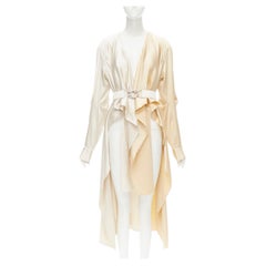 Bottega Veneta 2019 Daniel Lee 100% seta crema con cintura e vestaglia drappeggiata IT40 S