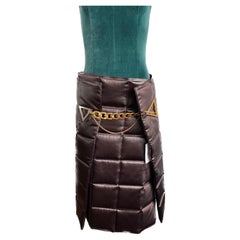 Bottega Veneta 2019 Fall Runway 2 panel Brown Pad mid length skirt with chain 