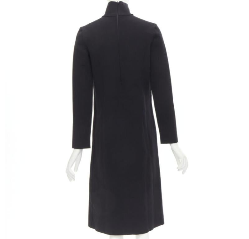 De las mujeres BOTTEGA VENETA Pasarela 2019 negro mezcla de lana gruesa vestido cuello recortado IT38 XS en venta