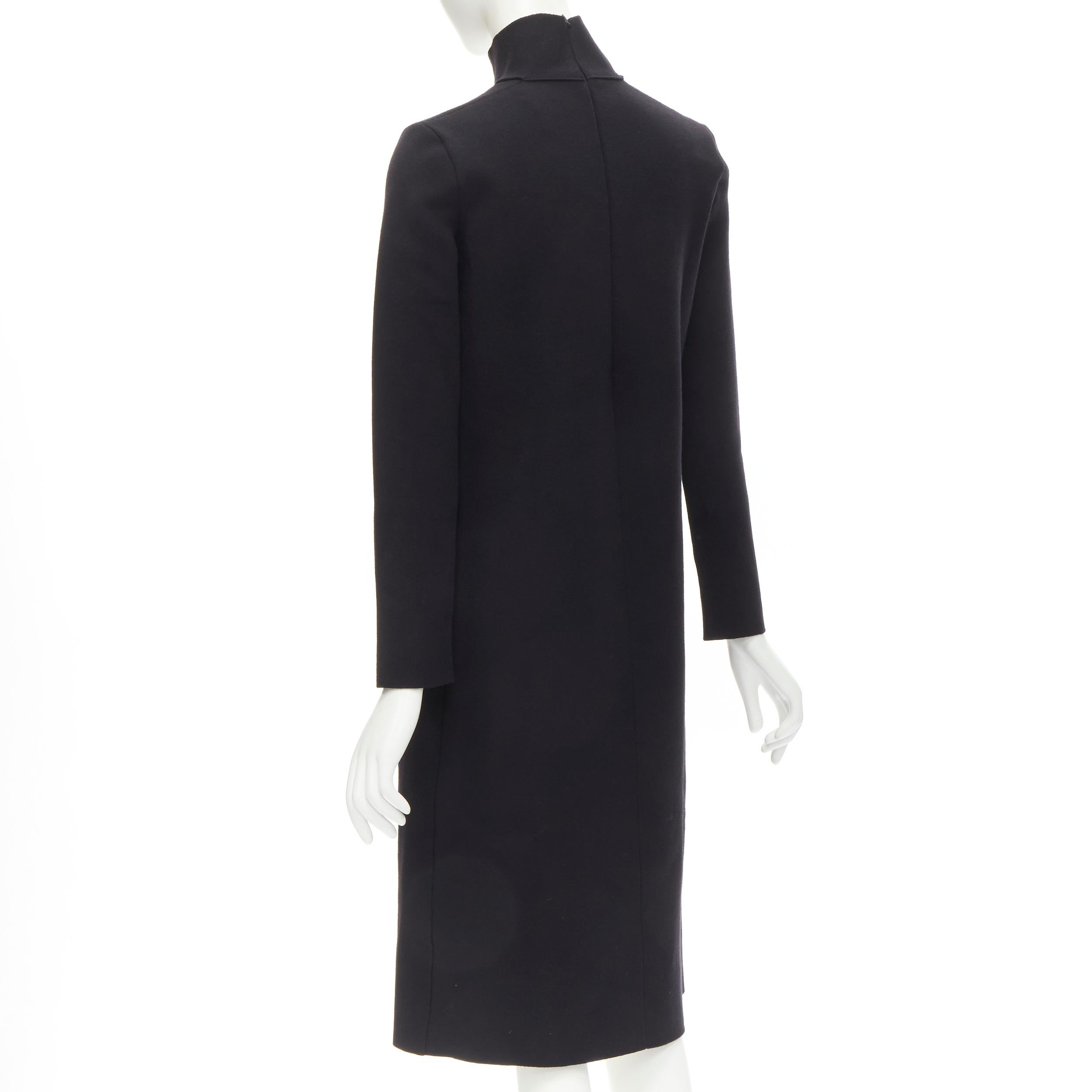 Black BOTTEGA VENETA 2019 Runway black thick wool blend cut out collar dress IT38 XS For Sale