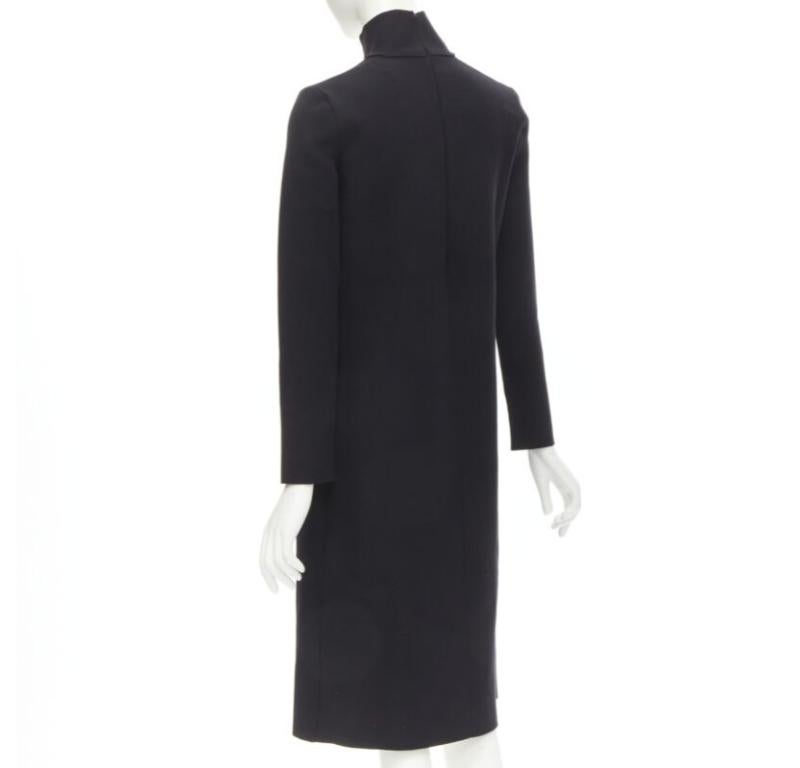 BOTTEGA VENETA Pasarela 2019 negro mezcla de lana gruesa vestido cuello recortado IT38 XS en venta 1