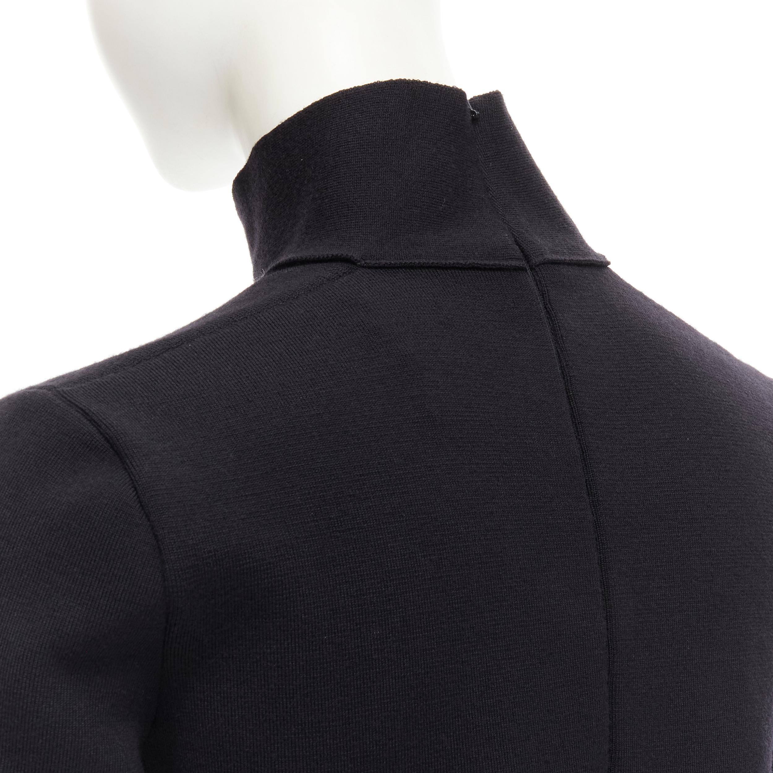 Women's BOTTEGA VENETA 2019 Runway black thick wool blend cut out collar dress IT38 XS For Sale