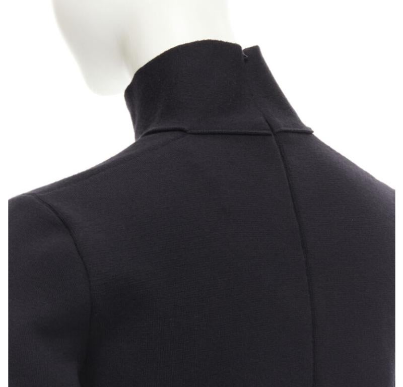 BOTTEGA VENETA Pasarela 2019 negro mezcla de lana gruesa vestido cuello recortado IT38 XS en venta 3