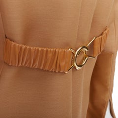 BOTTEGA VENETA 2019 Runway camel brown satin trim leather belted coat IT38 XS