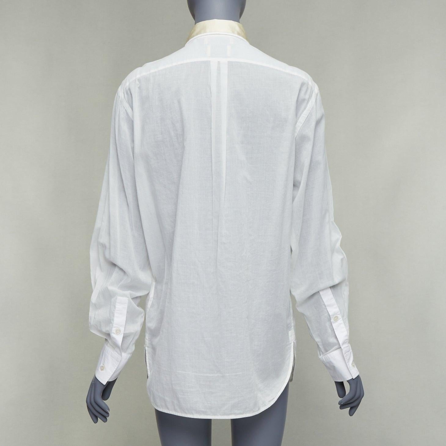 Women's BOTTEGA VENETA 2019 white cotton cream silk blend quilted panels shirt IT42 M For Sale