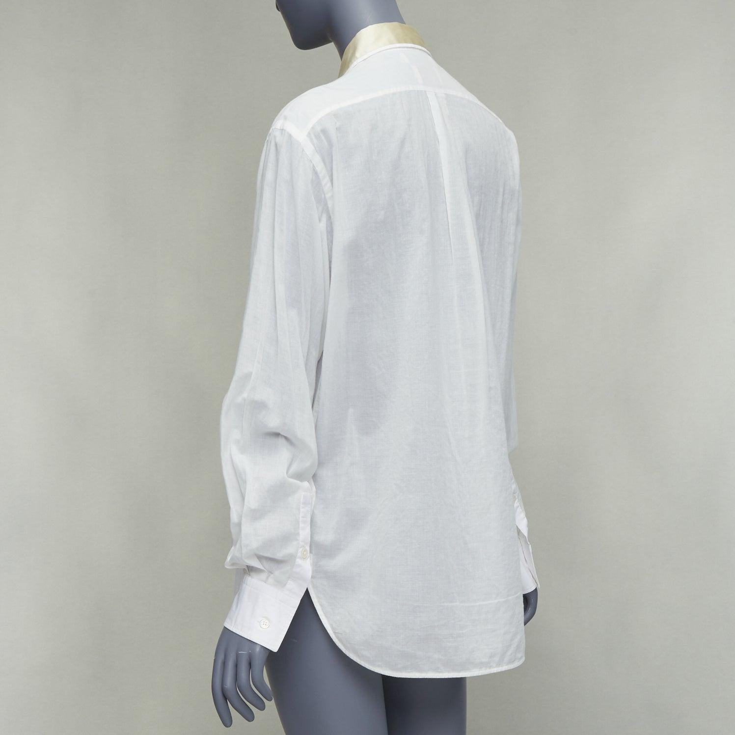 BOTTEGA VENETA 2019 white cotton cream silk blend quilted panels shirt IT42 M For Sale 1