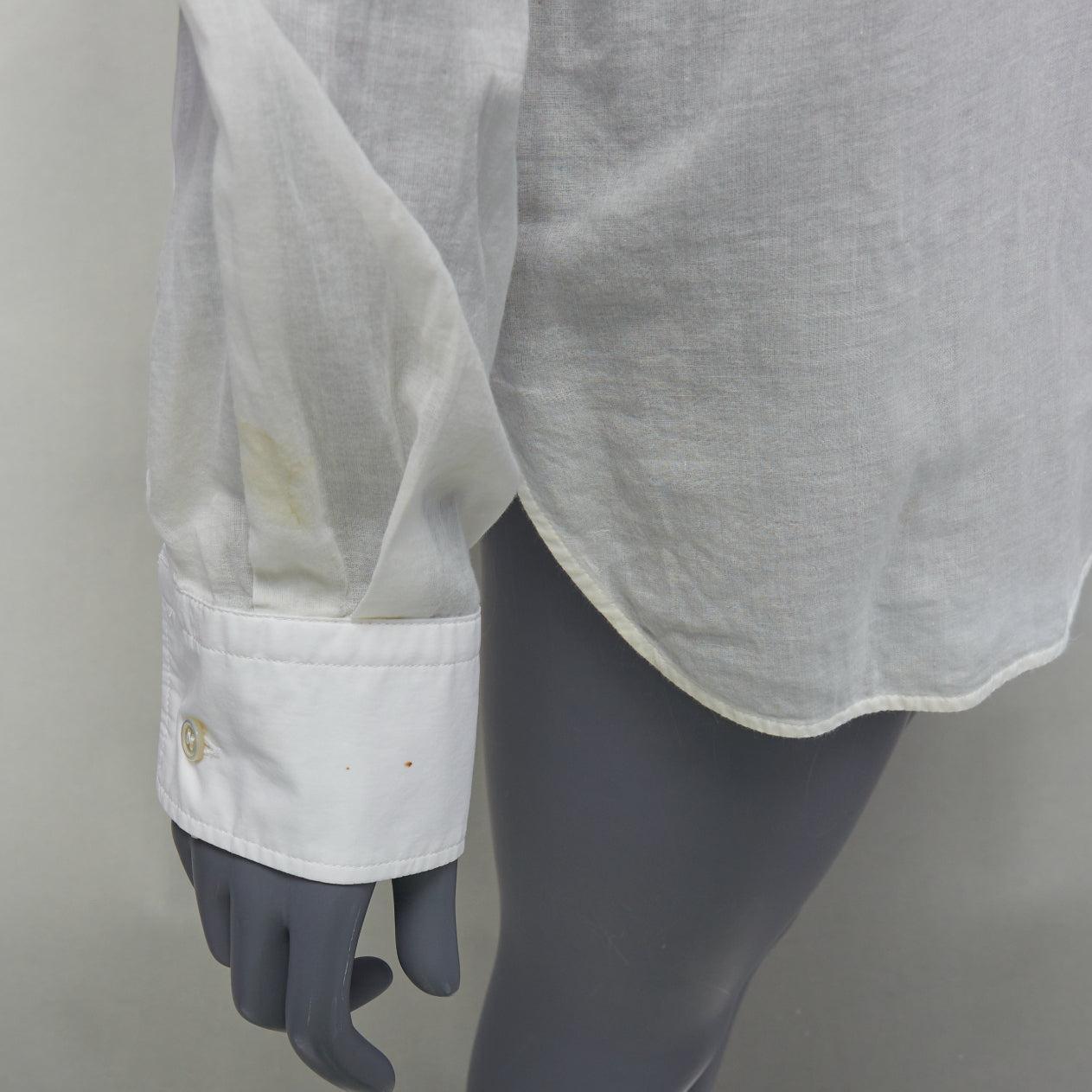 BOTTEGA VENETA 2019 white cotton cream silk blend quilted panels shirt IT42 M For Sale 3