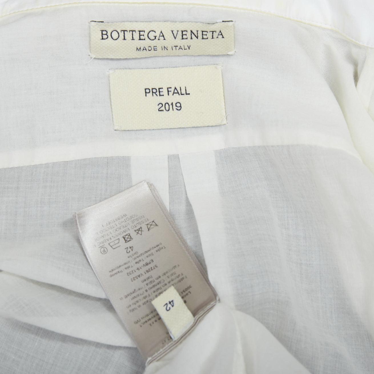 BOTTEGA VENETA 2019 white cotton cream silk blend quilted panels shirt IT42 M For Sale 4