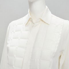 BOTTEGA VENETA 2020 100% silk quilte padded bib collar long line shirt IT38 XS