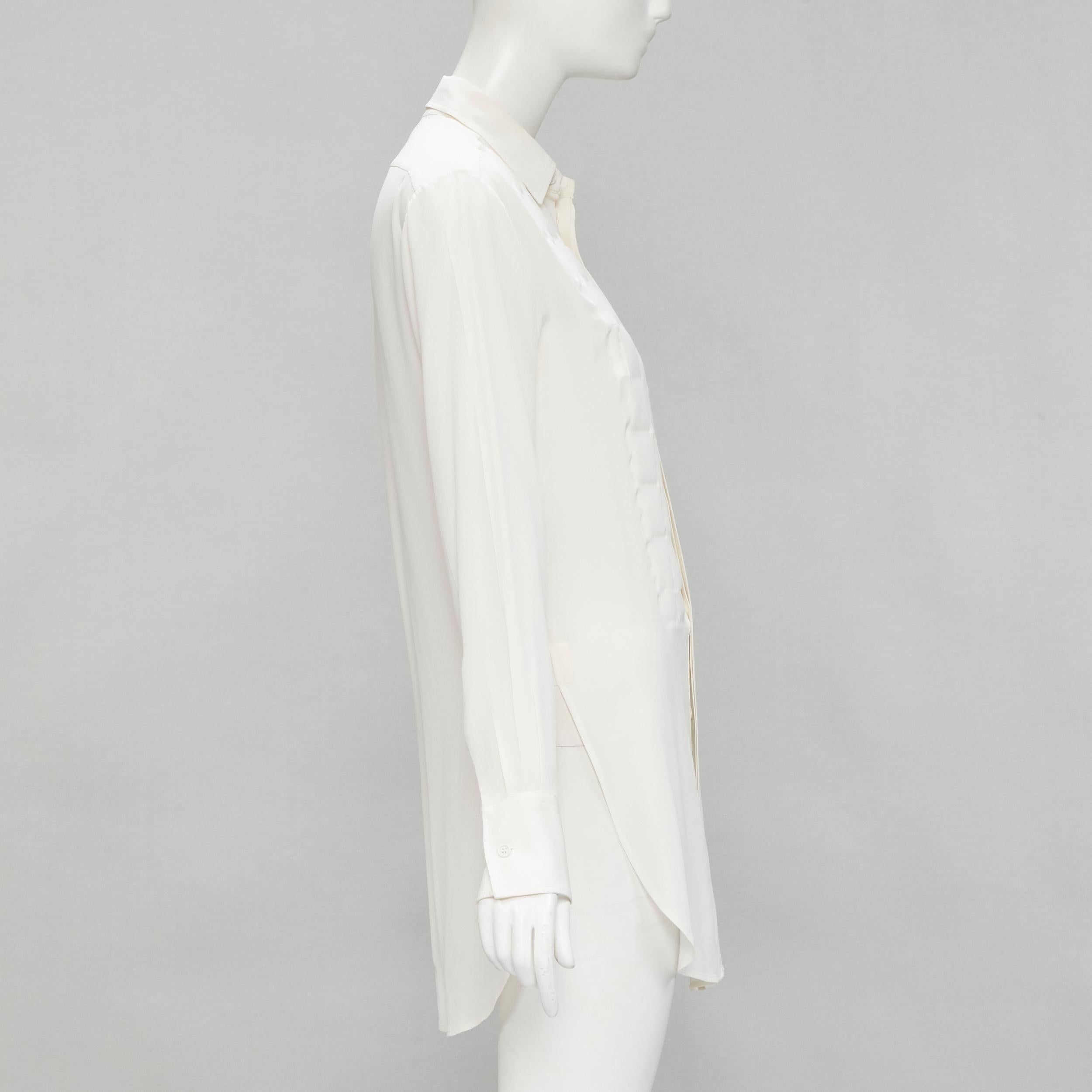 BOTTEGA VENETA 2020 100% silk quilte padded bib collar long line shirt IT38 XS In Excellent Condition For Sale In Hong Kong, NT