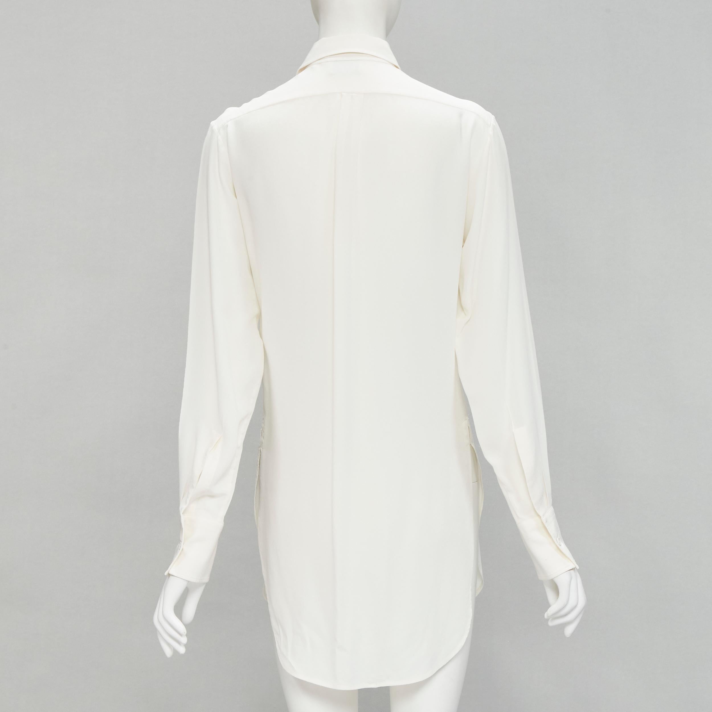 Women's BOTTEGA VENETA 2020 100% silk quilte padded bib collar long line shirt IT38 XS For Sale