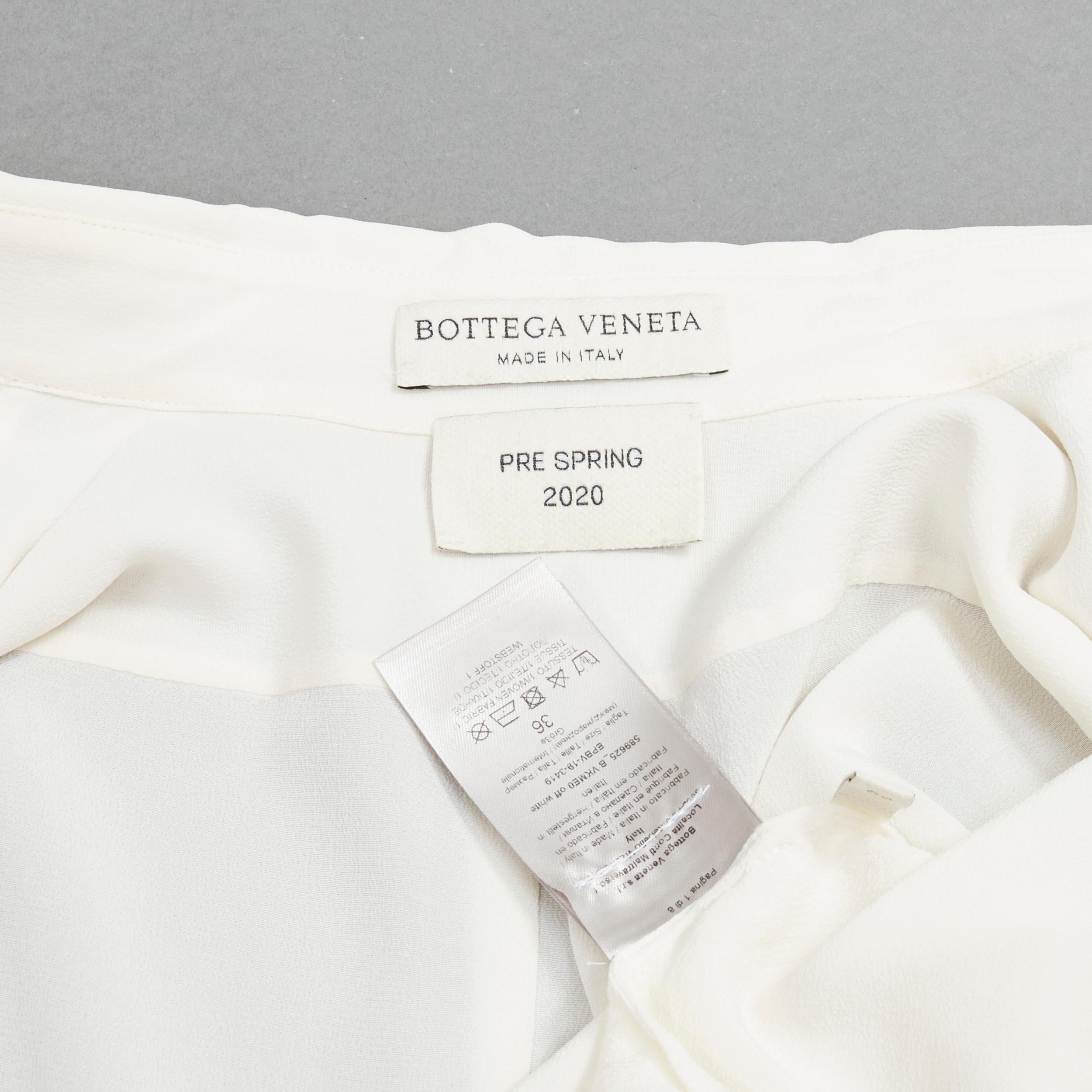 BOTTEGA VENETA 2020 100% silk quilte padded bib collar long line shirt IT38 XS For Sale 4