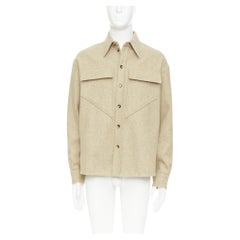 BOTTEGA VENETA 2020 beige double faced wool felt angular pocket overshirt EU38 S