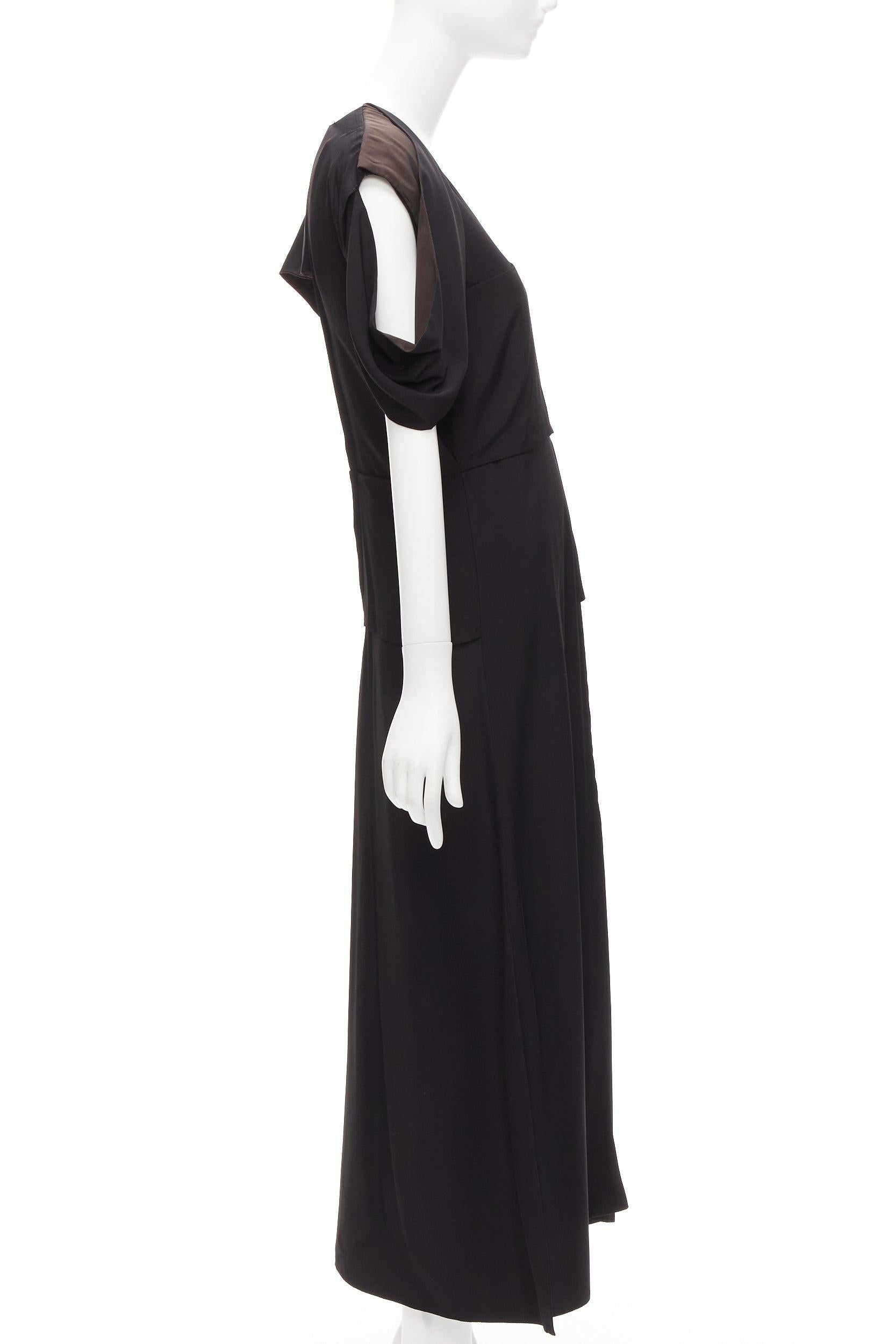 BOTTEGA VENETA 2020 black intrecciato woven square neck layered dress IT38 XS In Good Condition For Sale In Hong Kong, NT