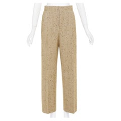 BOTTEGA VENETA 2020 brown flecked wool tweed high waisted pants IT38 XS