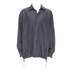 BOTTEGA VENETA 2020 Chaqueta anorak gris oscuro de nailon con botones IT50 L