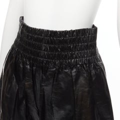 BOTTEGA VENETA 2020 Runway black lambskin leather elastic waist shorts IT38 XS
