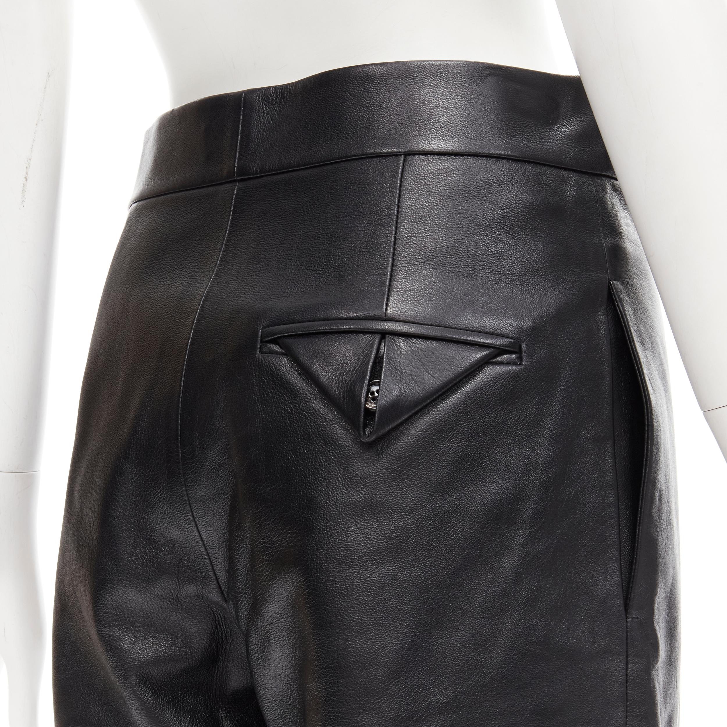 Women's BOTTEGA VENETA 2020 Signature Triangle buckle tied cuff leather pants FR36 S For Sale