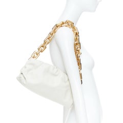 BOTTEGA VENETA 2020 The Chain Pouch chalk white nappa leather shoulder bag