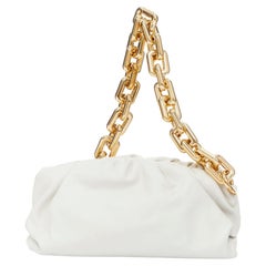 BOTTEGA VENETA 2020 The Chain Pouch chalk white nappa leather shoulder bag