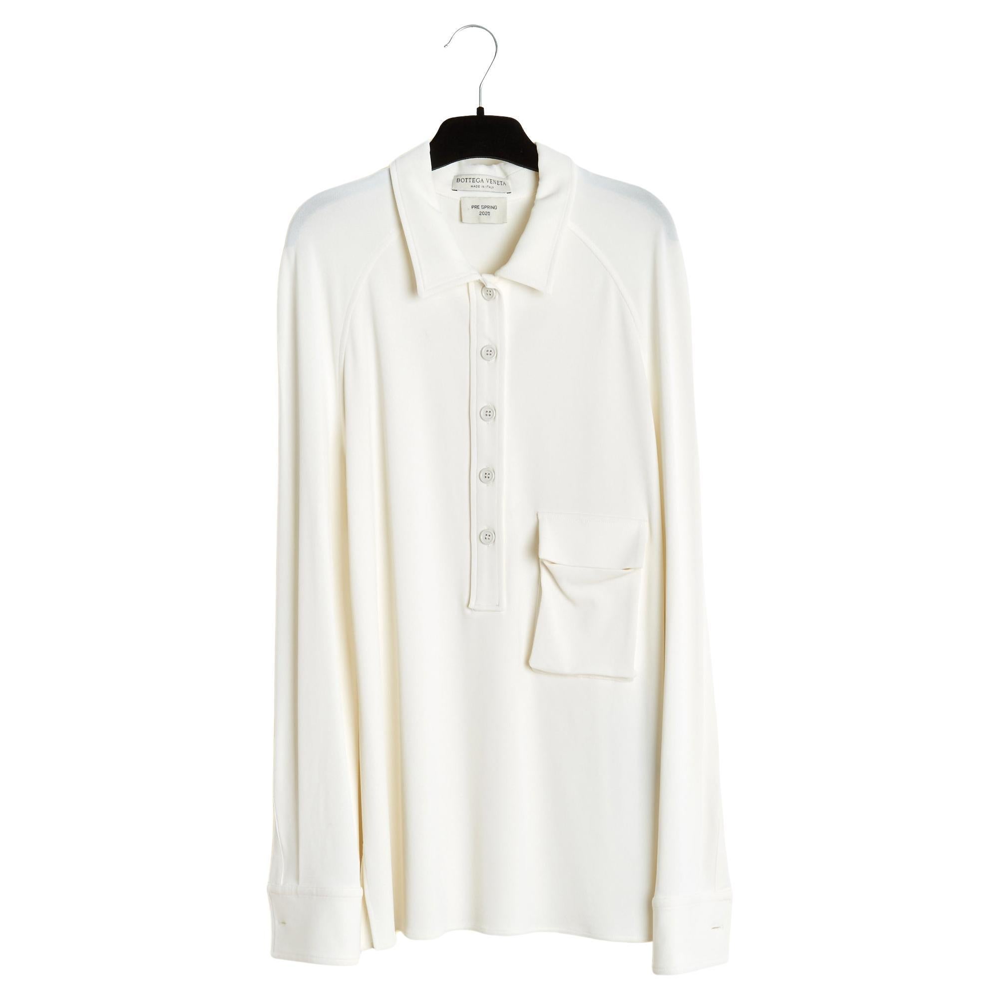 Bottega Veneta  2020 Arriba  Blusa FR40 Crudo Jersey 3D bolsillo Polo UK12 US10 en venta