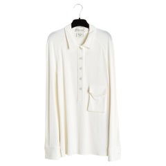 Bottega Veneta  2020 Top  Blouse FR40 Ecru Jersey 3D pocket Polo Top UK12 US10