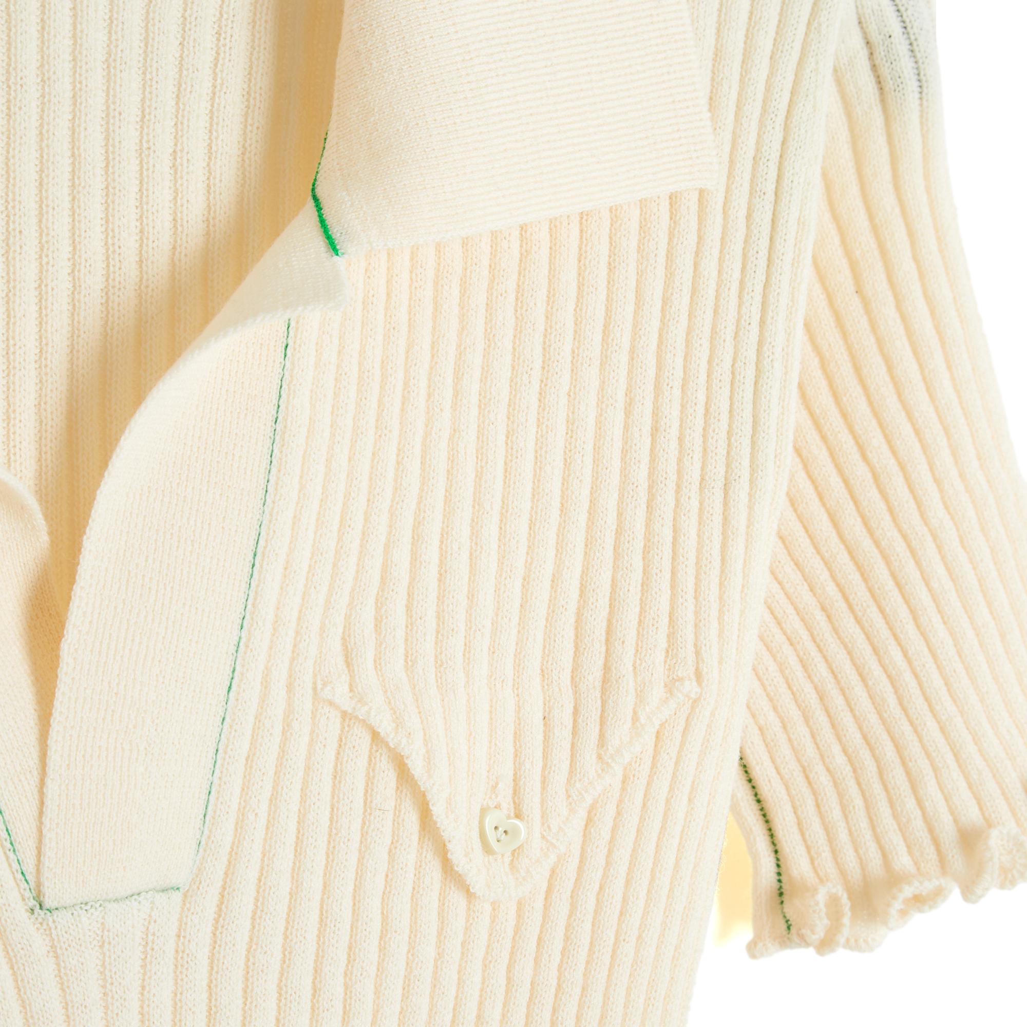 Beige Bottega Veneta 2021 Top XL FR42 Ecru Wool Knit Polo Top UK14 US12 in vendita