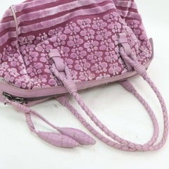 Bottega Veneta 872323 Floral Boston Purple Corduroy Satchel