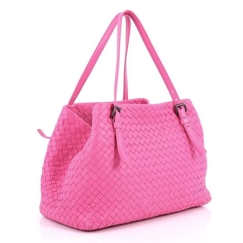 Pink Bottega Veneta A-Shape Tote Intrecciato Nappa Medium