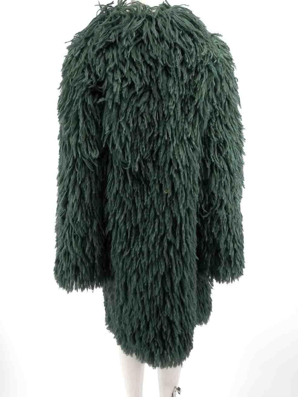 Bottega Veneta A/W 2018 Green Looped Wool Oversized Coat Size M In Good Condition For Sale In London, GB