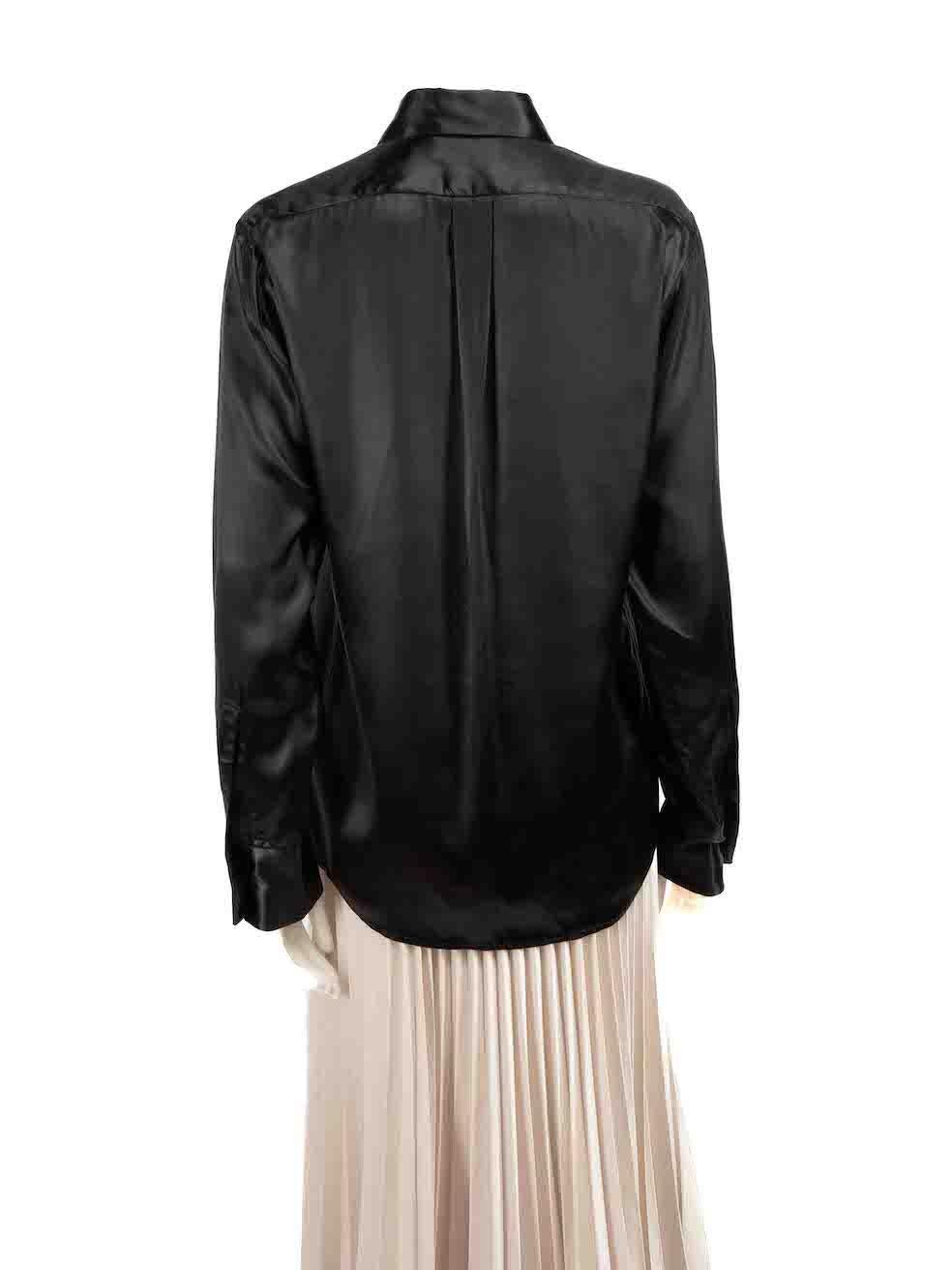 Bottega Veneta A/W19 Black Satin Ribbed Shirt Size S In Good Condition For Sale In London, GB