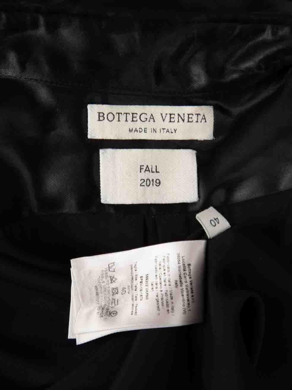 Bottega Veneta A/W19 Black Satin Ribbed Shirt Size S For Sale 3